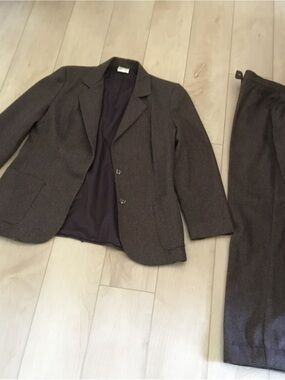 Vintage Brown Two-Piece Wool Blend Suit Jacket